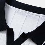 Contrast Trim Ribbed Johnny Collar Knit Polo & Tapered Trousers Set