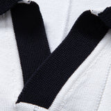 Contrast Trim Ribbed Johnny Collar Knit Polo & Tapered Trousers Set