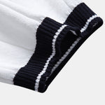 Contrast Trim Ribbed Johnny Collar Knit Polo & Chino Shorts Set