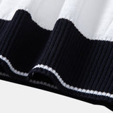 Contrast Trim Ribbed Johnny Collar Knit Polo & Ribbed Pants Set