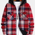 Flannel Fleece Lined Hooded Button Up Shirt