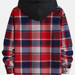 Flannel Fleece Lined Hooded Button Up Shirt