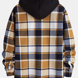 Flannel Fleece Lined Hooded Button Up Shirt