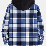 Flannel Fleece Lined Hooded Button Up Shirt