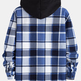 Flannel Fleece Lined Hooded Button Up Shirt