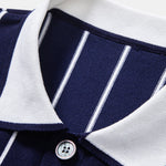 Stripe Button Up Knit Shirt & Elastic Waist Chino Shorts Set