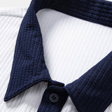 Contrast Ribbed Shirt & Straight Leg Ribbed Pants Set
