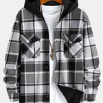 Flannel Fleece Lined Hooded Button Up Shirt