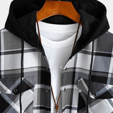 Flannel Fleece Lined Hooded Button Up Shirt