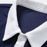 Contrast Ribbed Button Up Shirt