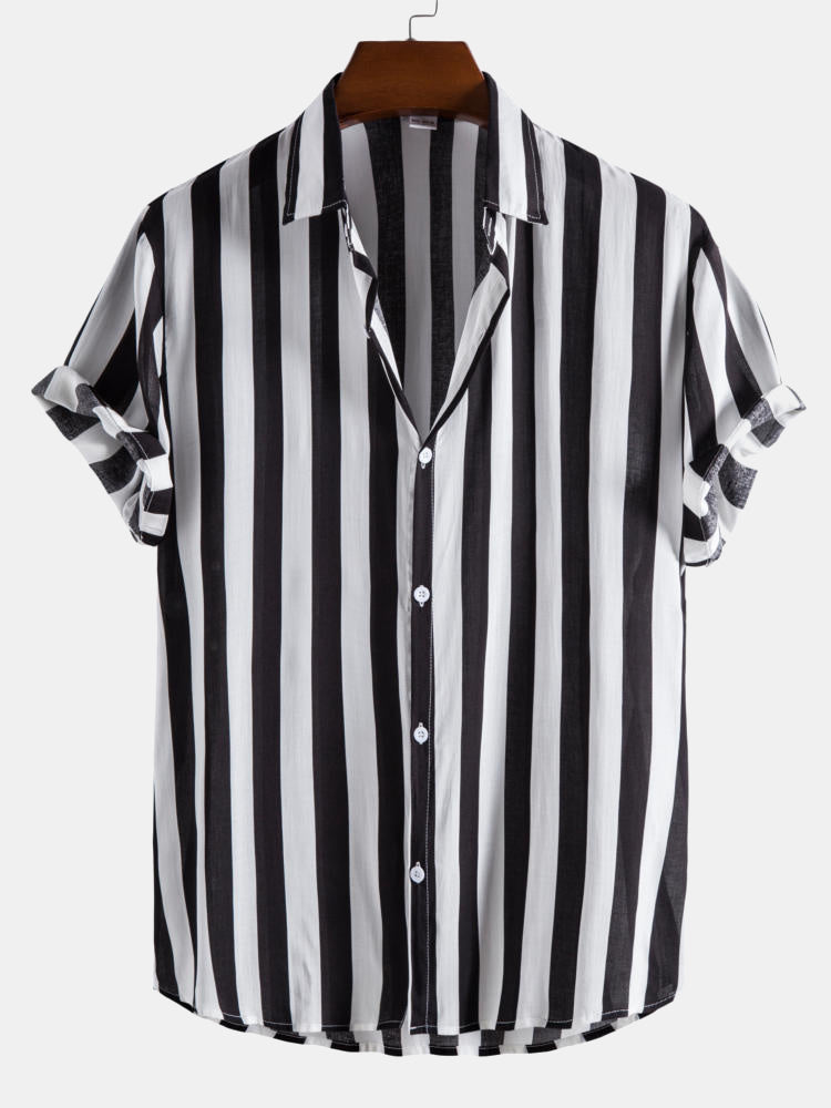 Wide Stripes Shirts & Swim Shorts Set