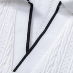 Geometric Jacquard Johnny Collar Polo & Slim Fit Tapered Trousers Set