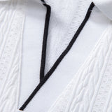Geometric Jacquard Johnny Collar Polo & Slim Fit Tapered Trousers Set