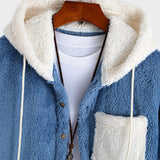 Contrast Teddy Hooded Shirt