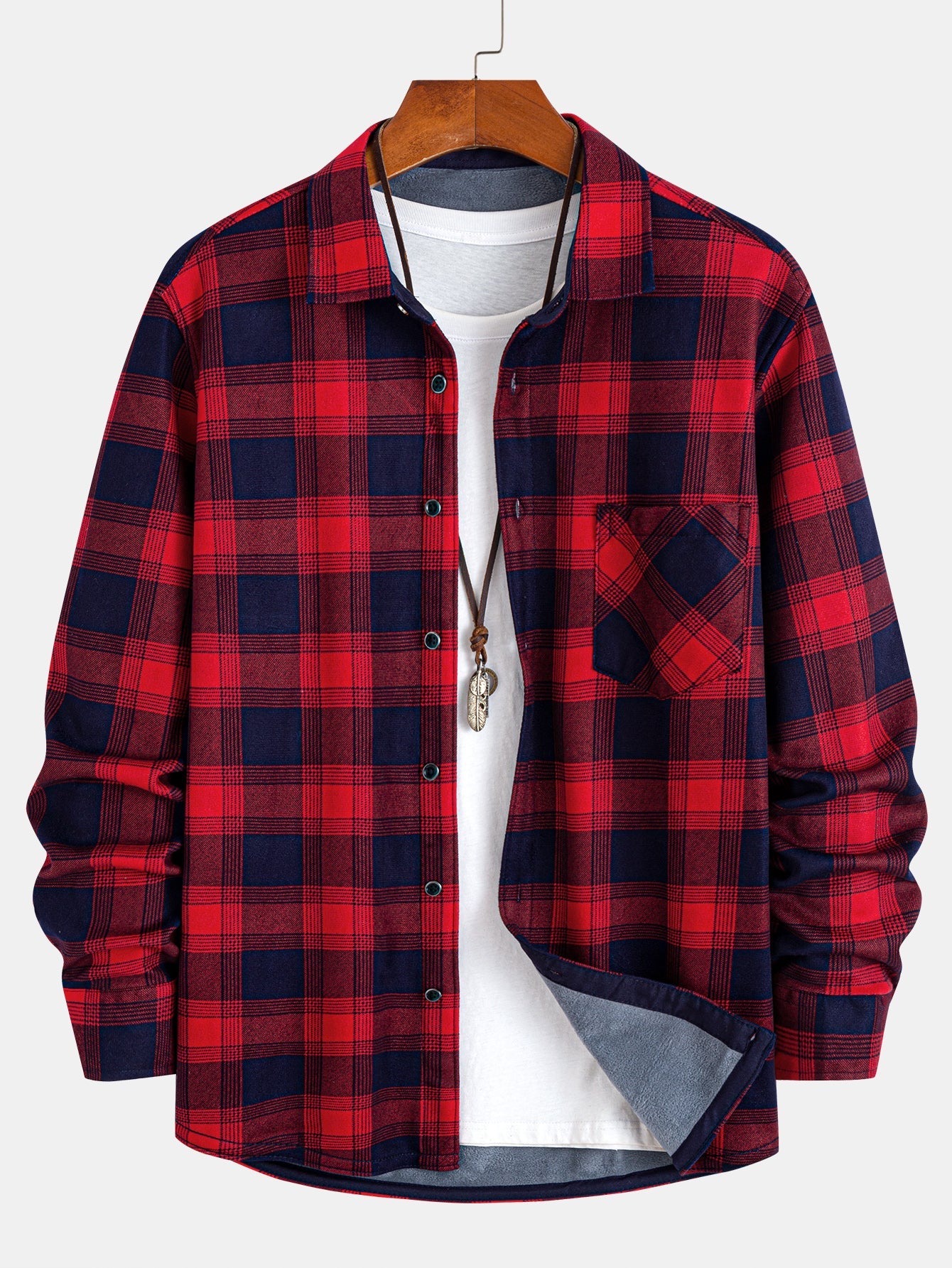 Flannel Fleece Lined Plaid Button Up Shirt