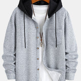 Contrast Waffle Hooded Shirt