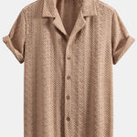 Floral Checkerboard Jacquard Cuban Shirt & Linen Cotton Blend Drawstring Set