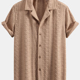 Floral Checkerboard Jacquard Cuban Shirt