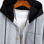 Contrast Waffle Hooded Shirt & Drawstring Waffle Jogger Pants Set