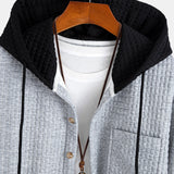 Contrast Waffle Hooded Shirt