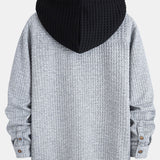 Contrast Waffle Hooded Shirt
