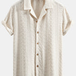 Floral Checkerboard Jacquard Cuban Shirt & Linen Pants Set