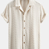 Floral Checkerboard Jacquard Cuban Shirt & Linen Pants Set
