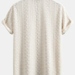 Floral Checkerboard Jacquard Cuban Shirt & Linen Cotton Blend Drawstring Set