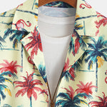Relax Fit Flamingo Tropical Palm Tree Print Shirt & Swim Short Set