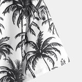 Relax Fit Palm Tree Print Shirt & Palm Tree Print Swim Short Set