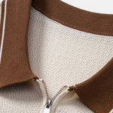 Contrast Zipper Knit Polo & Slim Fit Tapered Trousers Set