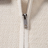 Contrast Zipper Knit Polo & Slim Fit Tapered Trousers Set