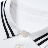 Contrast Trim Twisted Jacquard Knit Polo & Tapered Trousers Set