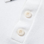 Contrast Trim Twisted Jacquard Knit Polo & Tapered Trousers Set