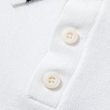 Contrast Trim Twisted Jacquard Knit Polo & Tapered Trousers Set