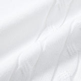 Contrast Trim Twisted Jacquard Knit Polo & Tapered Trousers Set