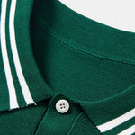 Contrast Trim Twisted Jacquard Knit Polo & Tapered Trousers Set