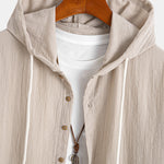 Short Sleeve Linen Hooded Shirt