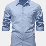 Long Sleeve Linen Cotton Blend Shirt with Pocket