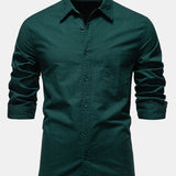Long Sleeve Linen Cotton Blend Shirt with Pocket