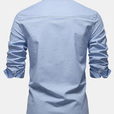 Long Sleeve Linen Cotton Blend Shirt with Pocket
