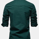 Long Sleeve Linen Cotton Blend Shirt with Pocket