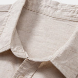 Long Sleeve Linen Cotton Blend Shirt with Pocket