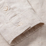 Long Sleeve Linen Cotton Blend Shirt with Pocket