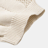 Johnny Collar Striped Open Knit Polo & Straight Leg Linen Pants Set