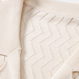 Zig Zag Open Knit Shirt & Straight Leg Linen Pants Set