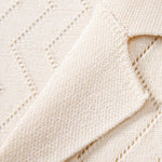 Zig Zag Open Knit Shirt & Straight Leg Linen Pants Set