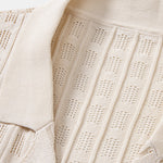 Plaid Open Knit Shirt & Straight Leg Linen Pants Set