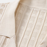 Plaid Open Knit Shirt & Straight Leg Linen Pants Set
