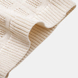 Plaid Open Knit Shirt & Straight Leg Linen Pants Set
